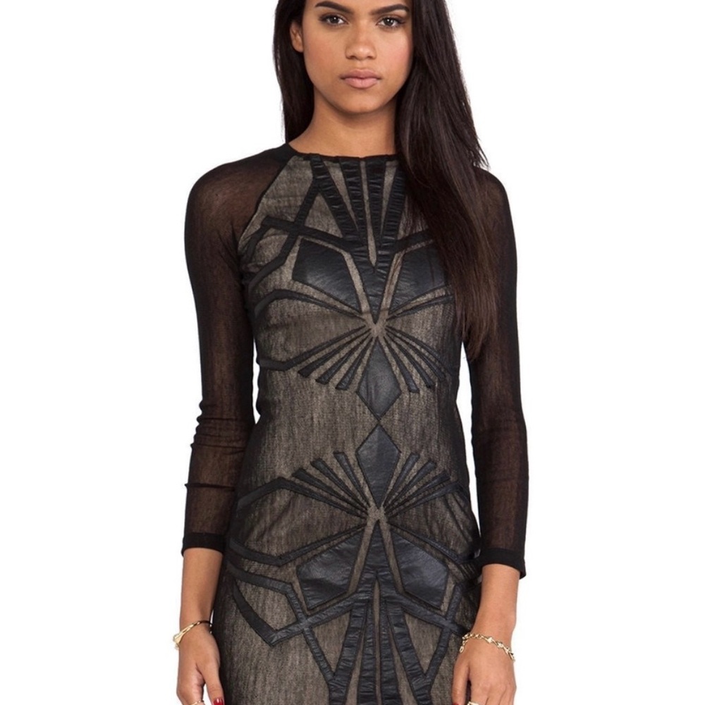Bless’ed Are the Meek Shapes Black Sheer Long Sleeve Bodycon Mini Dress Sz XS/0